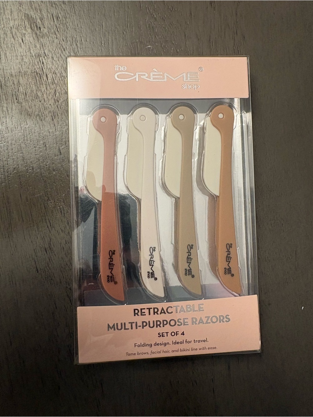 The Crème Shop Neutral Beige Retractable Facial Razors - Set of 4